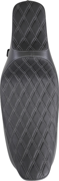 Thumbnail for DRAG SPECIALTIES Extended Reach Predator III Seat - Double Diamond - Black w/ Silver Stitching - FL '99-'07 08011370