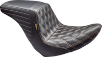 Thumbnail for LE PERA Kickflip Up Front Seat - Double Diamond w/ Chestnut Thread - Black - FL/FX '18-'23 LYRU-590DD-CHET